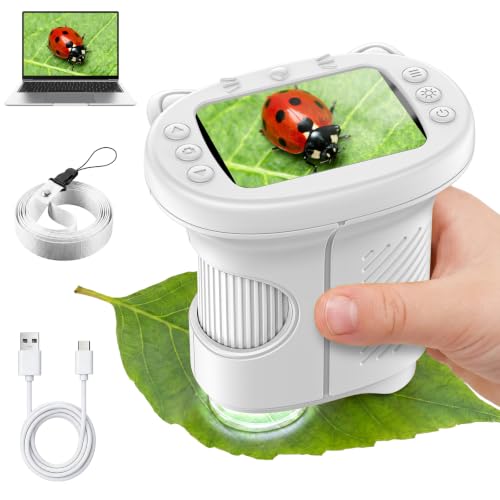 Alotwan Handheld Kids Microscope, Digital 1000X Miniscope, HD 2.4" Screen - color: White