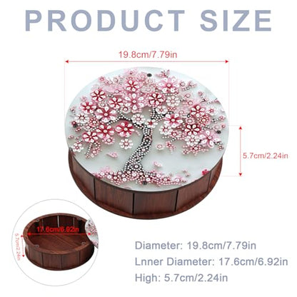 antor 5D Cherry Blossom Diamond Art Storage Box, DIY Wooden Jewelry Box Kit - color: Cherry Blossom Tree