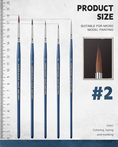 Golden Maple Kolinsky Sable Brushes, Miniature Paint Brushes - size: 5/0 2/0 0 1 2 Pointed Round