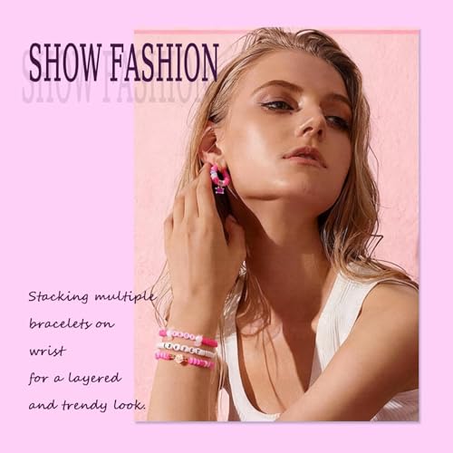 4000pcs Pink 6mm Round Polymer Clay Beads for Bracelets Making Kit - color: Pink