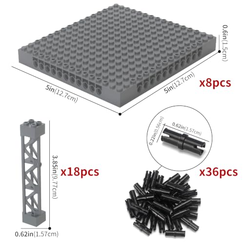 Plates 16x16 with Support Girder Set Multi-Tier Display Shelf - color: Dark Bluish Gray, size: 8 PCS