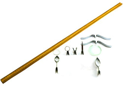 hBARSCI Meter Stick Optical Bench Kit with All Metal Hardware Included and 2 Optical Glass Lenses (Double Concave, Double Convex)