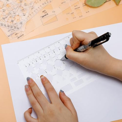 6pcs Circle Templates for Drafting Flexible Circle Stencils with Geometric Shapes 6 Sizes Plastic Measuring Rulers for Drawing Office, School, Architecture and Building Formwork