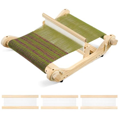 Threlaco 12'' Weaving Loom for Adults, Rigid Heddle Loom Kit, 3 Sizes Frame