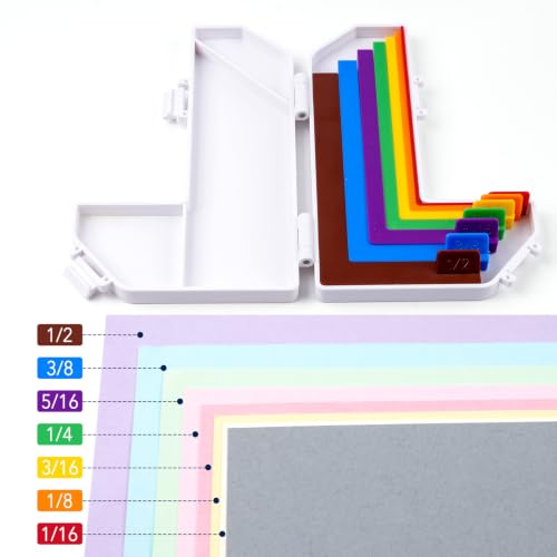 7Pcs Paper Crafting Alignment Guides with Storage Case, Precision Layering & Matting Spacers, 1/16 to 1/2 Inch Layering Matting Spacing Positioning Tools for Card Making Scrapbooking & DIY Paper Craft - color: 7 Colors Alignment Guides