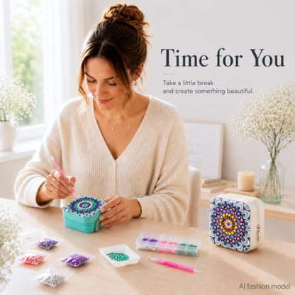 Diamond Art Jewelry Boxes for Adults Bedazzling Kit Craft Women 4 PC - color: Multicolor