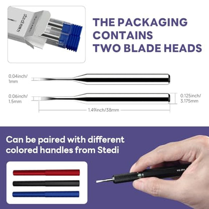stedi 2PCS Model Scriber Chisel Replacement Blades 1mm+1.5mm - style: 1mm+1.5mm(Chisel Blade)