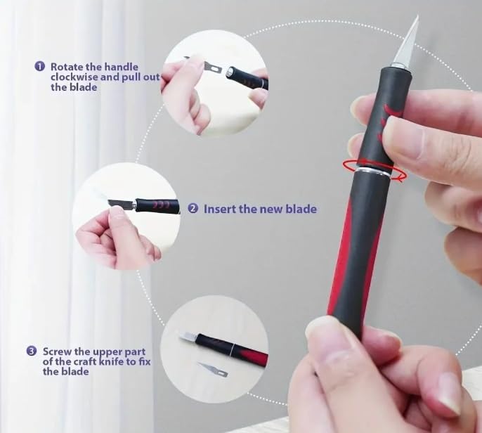 19 pack Craft Knife Hobby Knife with Anti-Slip Handle Engraving Tool hobby for Art Modeling hobby for Art Modeling Scrapbooking Precision Cutting Blade Assortment, Screwdriver and Twizzers case