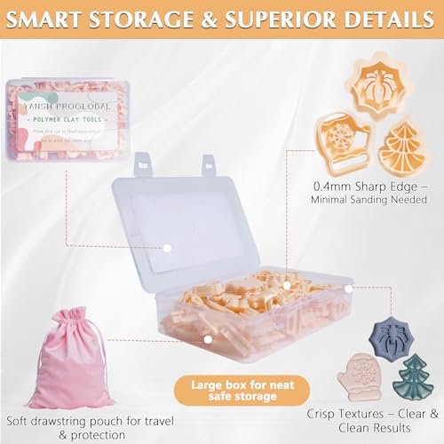 70 Pcs Fall Winter Polymer Clay Cutters, Halloween Thanksgiving Christmas