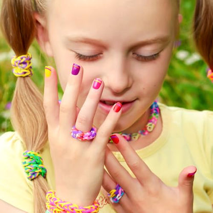 XKDOUS 24 Colors Rubber Band Bracelet Kit, Rubberband Bracelet Making Kit - color: 24 Colors 1400+