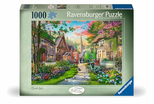 Ravensburger - Church Lane - 1000 Piece Jigsaw Puzzle - Charming English Village Church - Bright, Peaceful Imagery - Frameable - Premium Quality - Puzzles for Adults