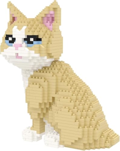 Larcele 924 Pcs Golden Shorthair Cat Pet Micro Blocks Gift Kids 8+ KLJM-05 - style: Golden Shorthair