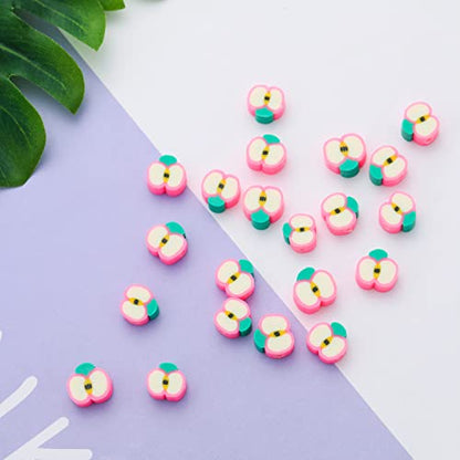 100pcs Apple Polymer Clay Spacer Beads for Women Jewelry Making DIY Bracelet Necklace Hair Clip Accessories (Apple) - color: Apple