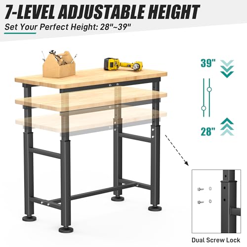 EVERHANGER Workbench for Garage, Adjustable Height Work Table - size: Medium