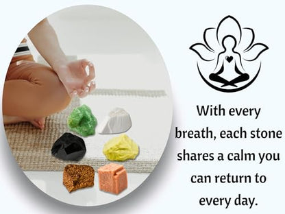Amazing Gemstone Crystals for Breaking Attachments Manifestation, Set of 6 Green Aventurine, Black Obsidian, Scolecite, Peach Moonstone, Mariyam Jasper and Serpentine Healing Crystals and Stones - color: Breaking Attachments Crystals