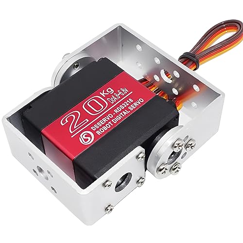 RDS3218 20KG Servo Motor 180° Waterproof Full Metal Gear Steering Digital Servo Metal Bracket Double Bearing with U Mounting Bracket for RC Car Robot DIY 1/8 1/10 (20KG 180°) - size: 20KG 180°