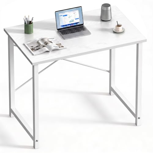 DUMOS 32 Inch Small Computer Desk, Gaming Desks for Home Office Bedroom - color: Wood White, size: 32 Inches