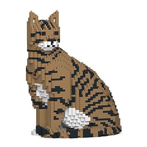 JEKCA Cat 02S-M04 | Tabby Cat Plastic Building Blocks | Age 14+ - color: Brown Tabby