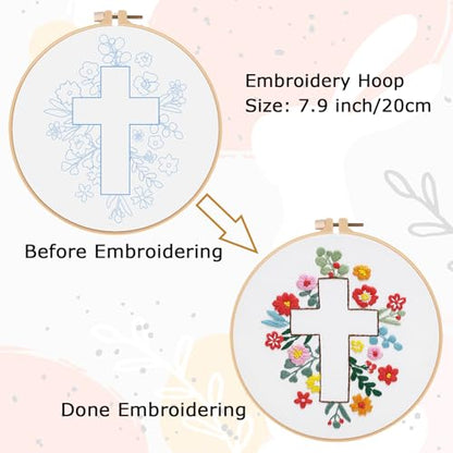 Louise Maelys Cross Embroidery Kit for Beginner(Easter Jesus) - color: Easter