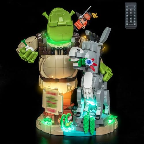 LocoLee Light kit Compatible with Lego Shrek, Donkey & Puss in Boots 72423- Not Actual Model Only Lights, LED Lighting Accessories for LEGO Shrek for Display Collectors (RC Version)