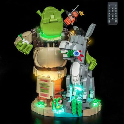 LocoLee Light kit Compatible with Lego Shrek, Donkey & Puss in Boots 72423- Not Actual Model Only Lights, LED Lighting Accessories for LEGO Shrek for Display Collectors (RC Version)
