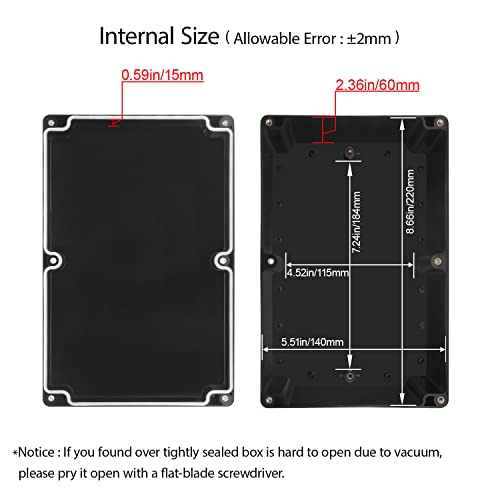 LeMotech Project Box ABS Plastic Junction Box IP65 Waterproof Hobby Box Electrical Boxes Universal Enclosure for Electronic Black 8.9X 5.7X 3.1 inch(230x150x85mm)（Pack of 1 - color: Black (1 pack), size: 8.9" x 5.7" x 3.1"
