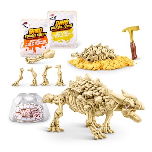 Robo Alive Fossil Find Amber Adventure (Ankylosaurus) by ZURU, Surprise Unboxing and Dinosaur Toy for Boys