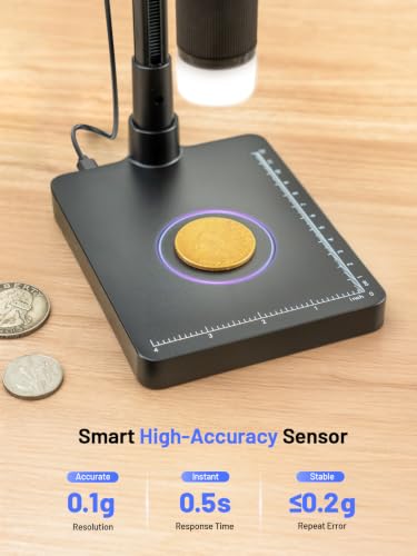 TOMLOV DM4W Microscope with Weighing Scale: 4.3" Digital Coin Microscope with Screen, Error Coin Magnifier with Lights, Weight Scale for Collectors, Jeweler, Students, Compatible with Windows/Mac - size: 4.3-inch