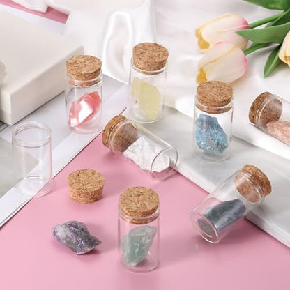 uxcell 2Pcs Crystal Gemstone Bottles, Natural Crystal Stone Bulk with Glass Display Jar Mini Stuff Collectible Adornments for Home Office Centerpiece Collection Gift, White/Clear White - color: White/Clear White