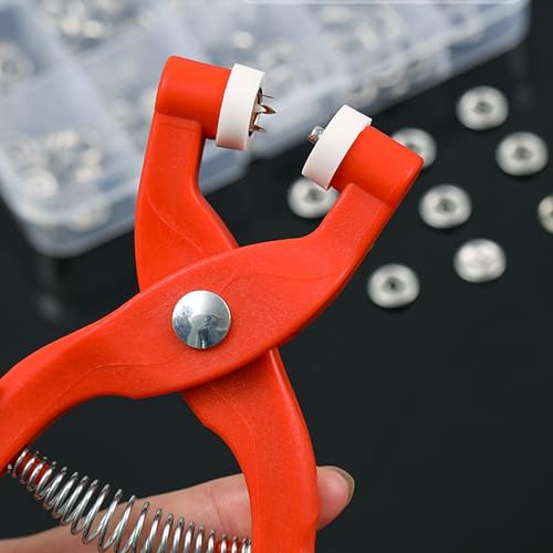 Snap Fasteners Kit with Pliers Tool and 100 Metal Snap Studs, Silver 9.5mm