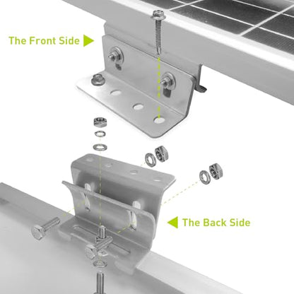 Newpowa Solar Panel Mounting Curved Z Bracket with Nuts and Bolts for RV, Boat, Wall, Off Grid Roof Installation A Set of 4 Silver Aluminum (1 Set) - size: UV Curved Surface*1