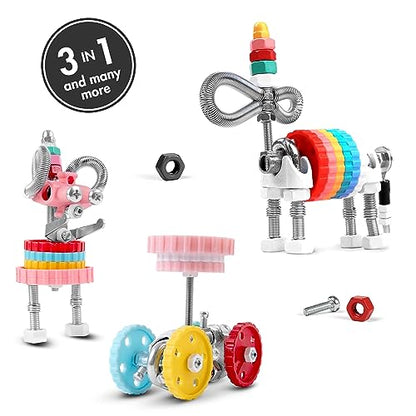 The Off Bits Erector Set: Animal Mini STEM Toys for Kids 6+, Toy Building Sets with Nuts & Bolts, STEM Building Toys Gifts for Boys and Girls (Multicolor)