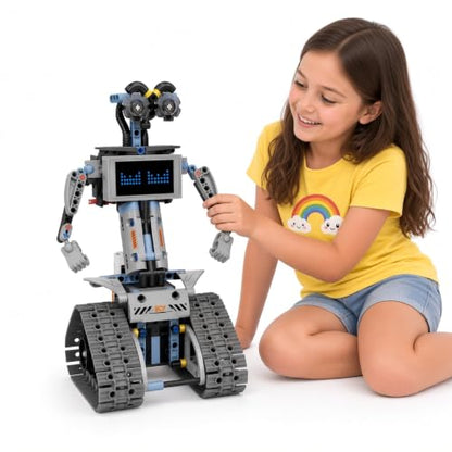 5-in-1 STEM Building Blocks Kit - 2.4GHz RC and Phone App Controls. Programmable Robot Toy. Gifts for Kid Boys Girls Ages 5 6 7 8 9 10 11 12 13