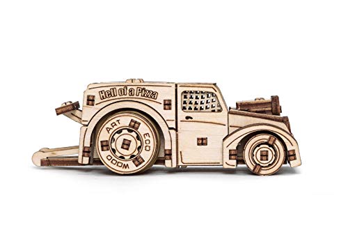 EWA Eco-Wood-Art Vehicles Set 5-in-1 Wooden 3D Puzzle, Mechanical 3D Puzzles for Adults, 364-Piece, with Wind-Up Rubber-Band Motors