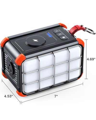 BROWEY 153Wh Portable Power Station, Solar Generator with Hand Crank - color: Orange