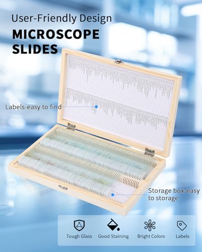 140-Pcs Microscope Slides with Specimens,Plant, Animal, Algae,etc,Educational Microscope Slides and Covers for Young Scientists,Perfect for Biology Class and Experiments - style: 140pcs
