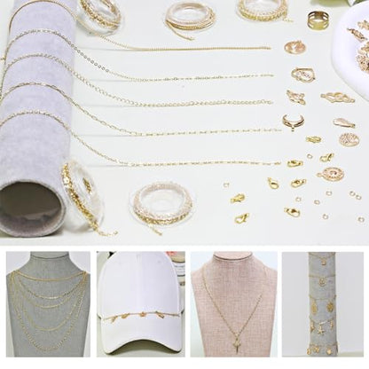 XKCWXY 14K Gold Chain Jewelry Making 5 Rolls 16.4ft Charm Necklace Kit - color: 14KC Gold