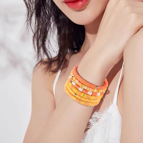 4000pcs Light Orange Clay Beads,6mm Heishi Bead Polymer Flat Round Disc Bulk Beads for Jewelry Making,DIY Friendship Bracelet and Necklace Craft - color: Light Orange