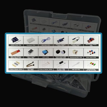 UNO Starter Kit for UNO R3 Development Board Basic Starter Kit 400 Hole Breadboard, Sensors, Obstacle Avoidance Module, and Essential Compatible with A rduino IDE HUAGZIMO