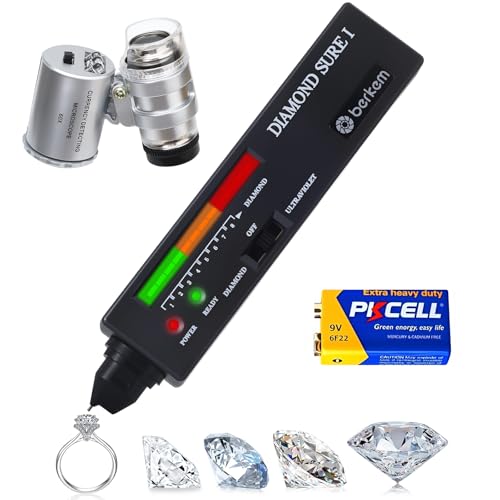 Valkynos Diamond Tester Kit with 60X Loupe & UV Light, Thermal Conductivity - size: Diamond Tester + 60X Jewelry Loupe