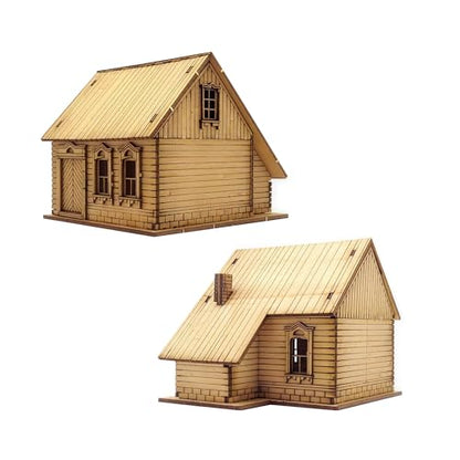 1/72 Scale European House Model Kit – Wooden 3D Puzzle for Adult Hobbyists, Paintable Architectural Display Craft. (Classic) - style: Classic