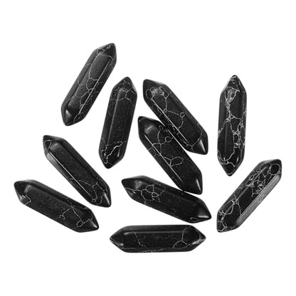 MECCANIXITY 10 Pack Black Turquoise Quartz Crystals, Polished Crystals Bulk Hexagonal Shaped Meditation Gemstone for Jewelry Making Energy Balance Accessories Gifts - color: Black Turquoise