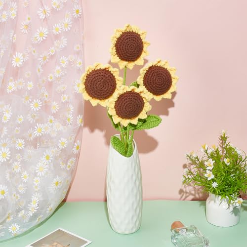 INFUNLY 10 pcs Sunflower Crochet Kits for Beginners Complete Flower Crochet Kits for Adults Starters with Instruction and Video Tutorials Crochet Kit Gift for Mother's Day Wedding Birthday - style: Sunflowers