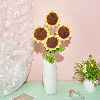 INFUNLY 10 pcs Sunflower Crochet Kits for Beginners Complete Flower Crochet Kits for Adults Starters with Instruction and Video Tutorials Crochet Kit Gift for Mother's Day Wedding Birthday - style: Sunflowers
