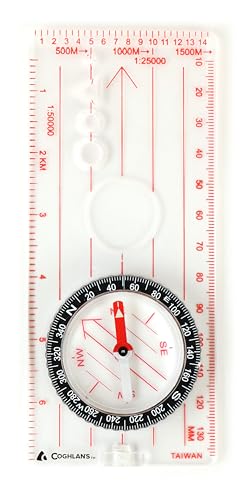 Coghlan's Compass – for Hiking, Camping, Survival & Orienteering – Map, Deluxe Map, Lensatic, Liquid-Filled, Pocket, Wrist, Trail, Carabiner, Pin-On & LED Navigation Tools - size: Deluxe Map Compass – 9.25"