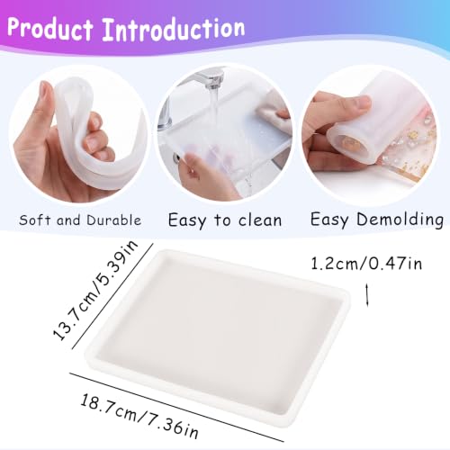 2Pcs Rectangle Epoxy Resin Molds, Large Coaster Silicone Molds - color: Large Coaster Resin Mold
