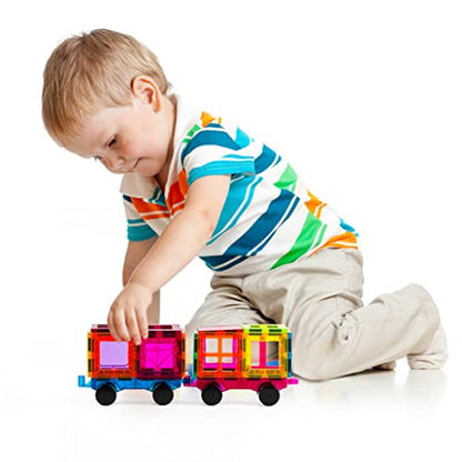 Magnetic Tiles Car Set Truck Kit Toy with Stronger Magnets, Educational Magnet Cars with Re-Enforced Hitch and Long Bed for Girls Boys Toddler Ages 3+ (110 PCS Set) - color: 110 Pcs Set