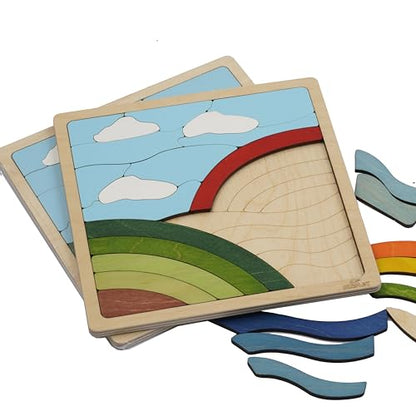 Rainbow Puzzle for Kids | 26 Pieces Wooden Jigsaw Puzzle | Learning Toy and Gift for Boys Girls Ages 3 Years and Above - style: Rainbow
