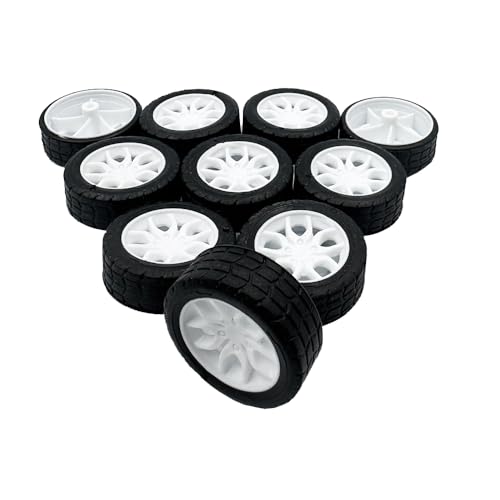10PCS Toy Car Wheels 30mm Rubber Tire with 5PCS Shaft Round Axles for for DIY Model Toy RC Car Accessories (2X30MM) - style: 2X30MM