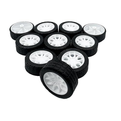 10PCS Toy Car Wheels 30mm Rubber Tire with 5PCS Shaft Round Axles for for DIY Model Toy RC Car Accessories (2X30MM) - style: 2X30MM